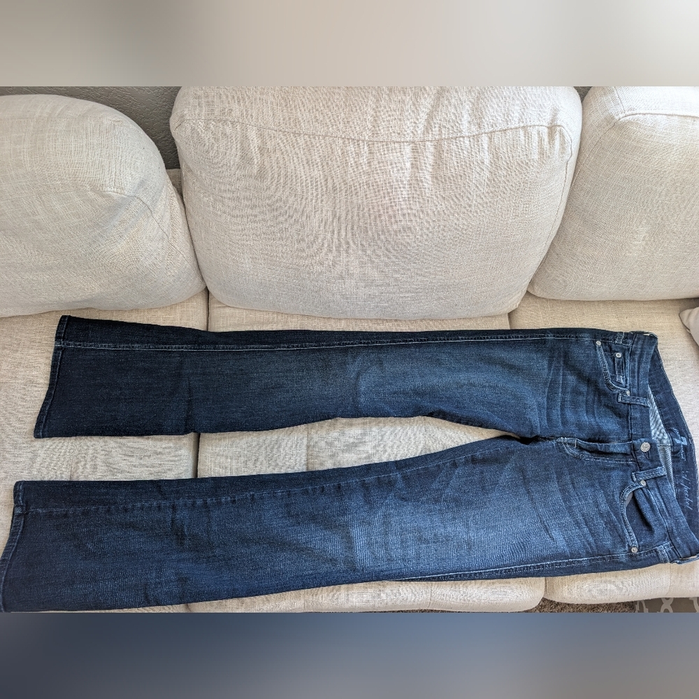 7 For All Mankind Dark Blue Flare Jeans, 34" Inseam